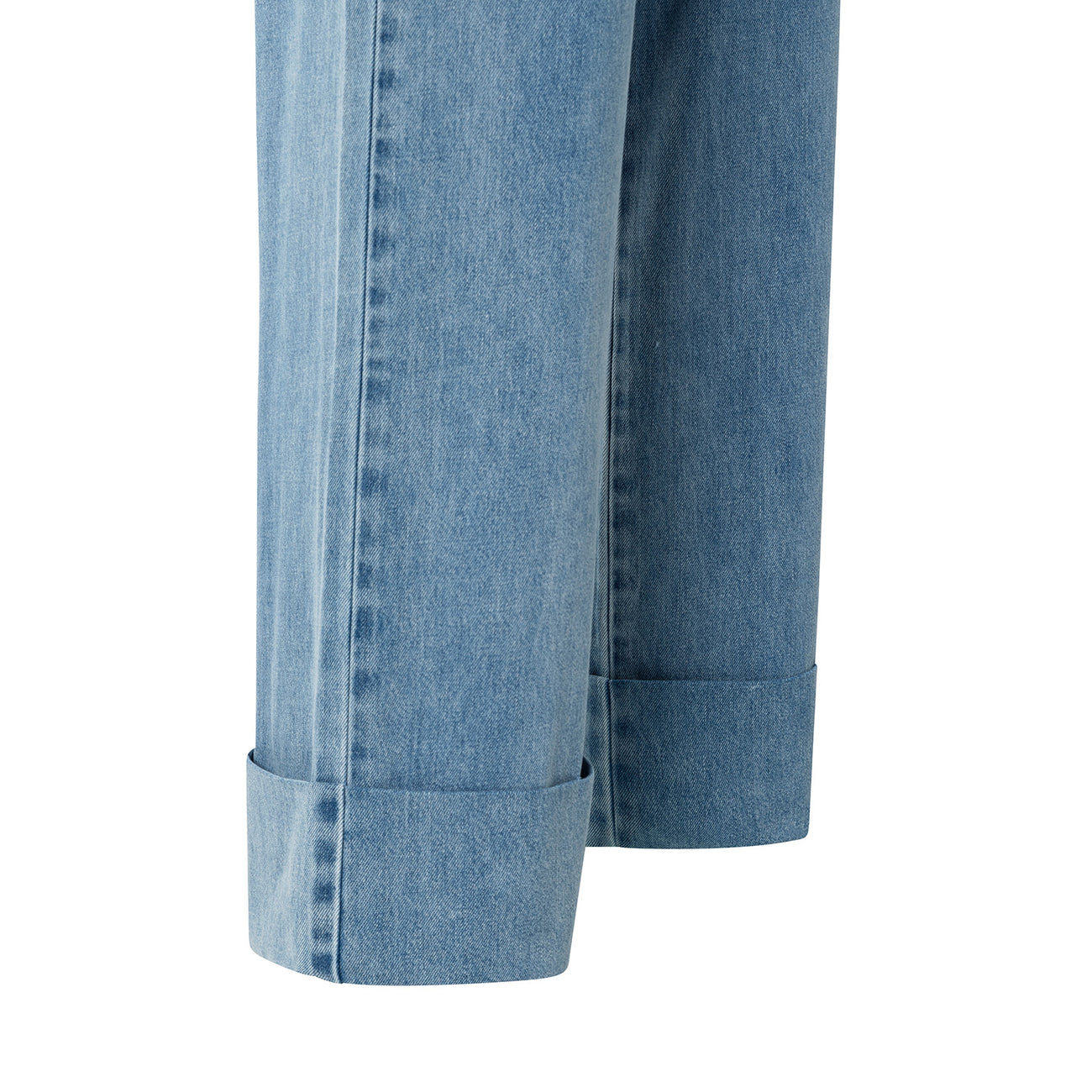 Denim Trousers with Turned-Up Hem
