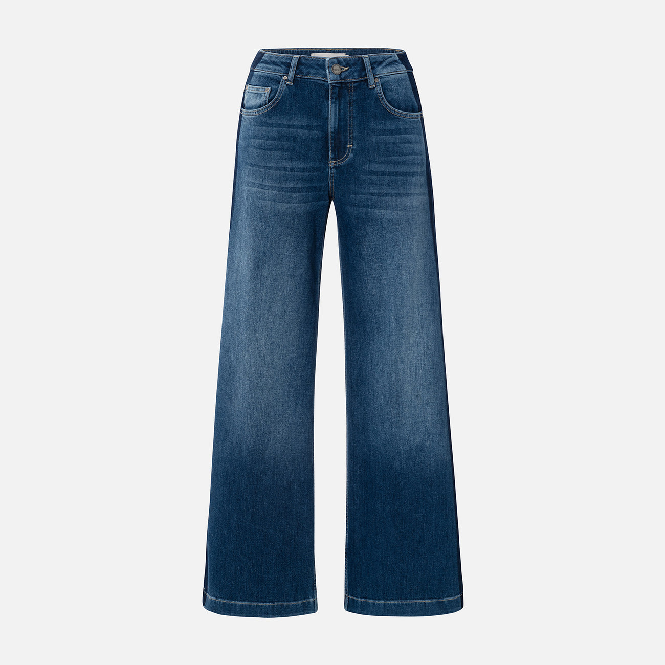 High-Waist, Wide-Leg Jeans with Tape Detail