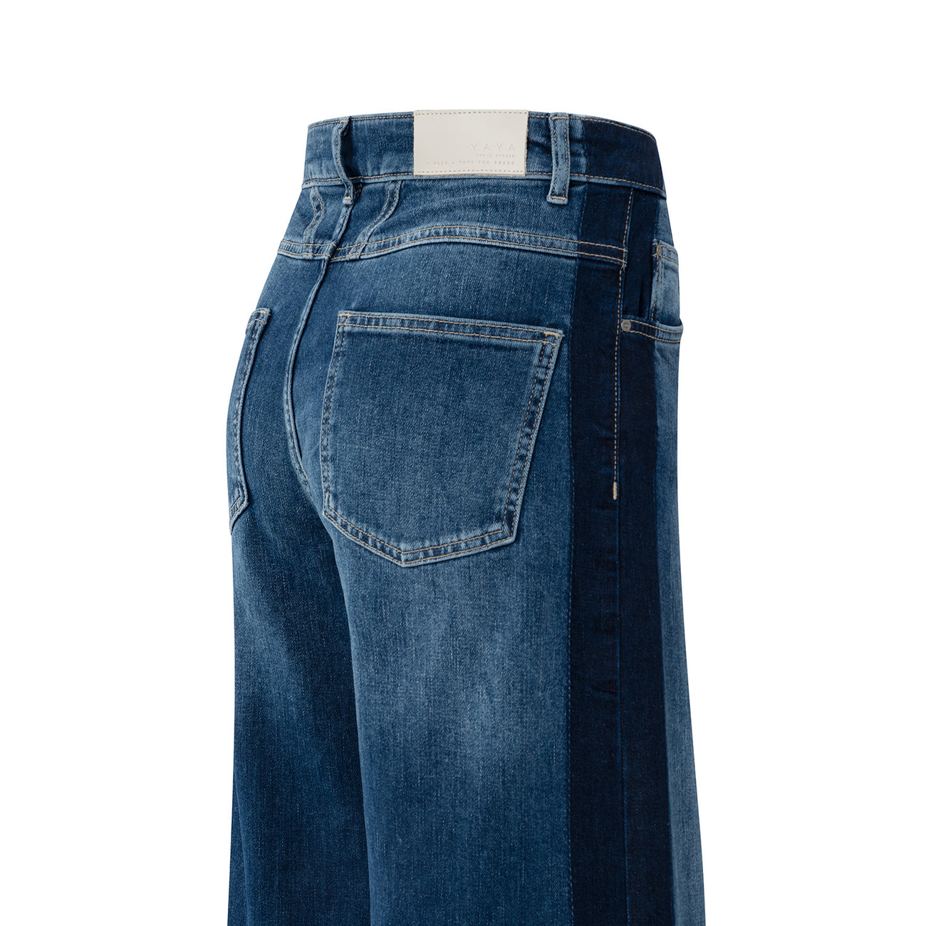 High-Waist, Wide-Leg Jeans with Tape Detail