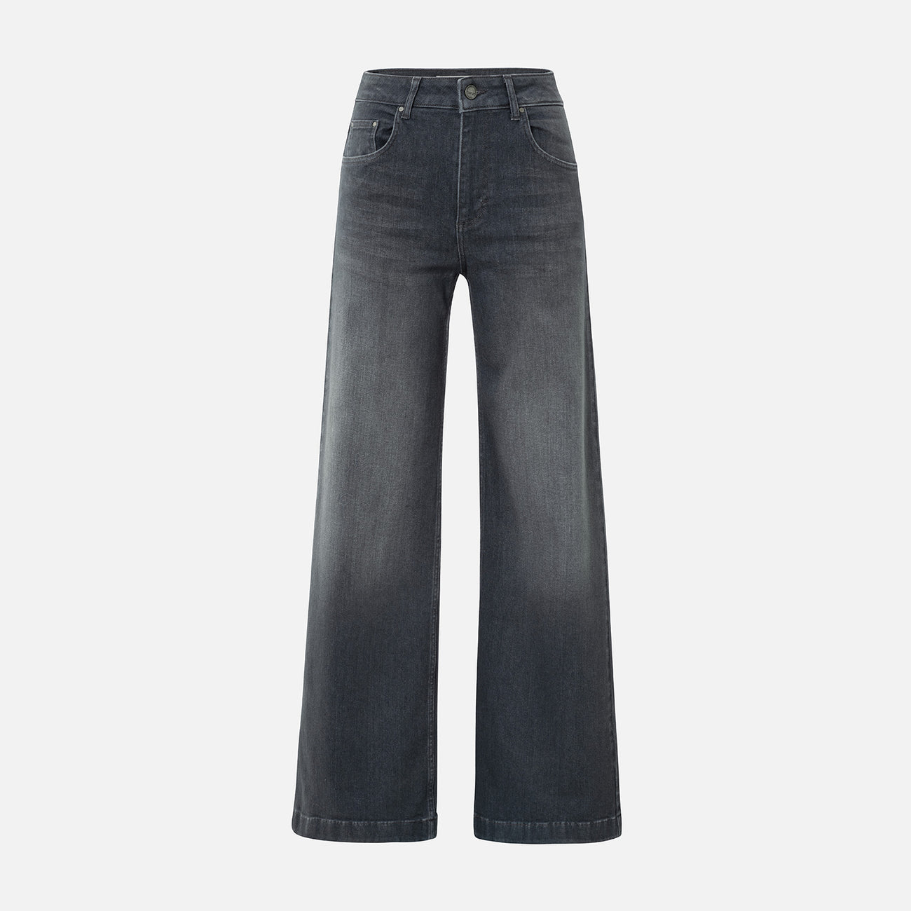 High-Waist Wide-Leg Jeans - Grey