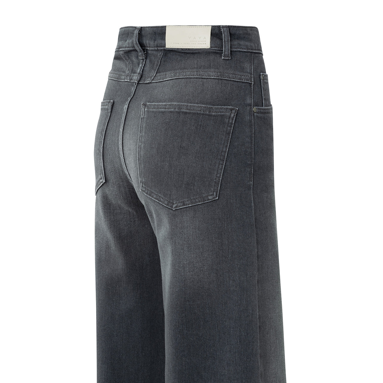 High-Waist Wide-Leg Jeans - Grey