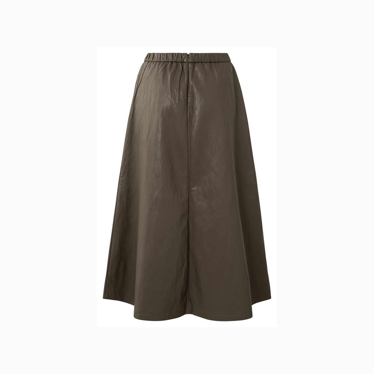 Faux Leather Aline Midi Skirt with Pockets
