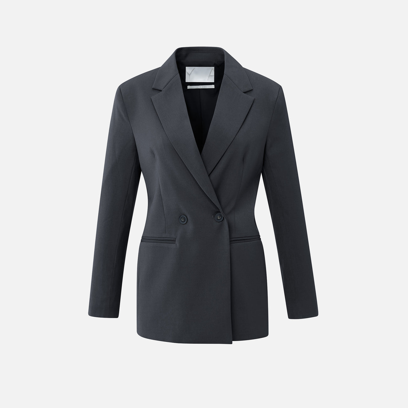 Blazer with Belt & Double-Breasted Closure - Oyster Black