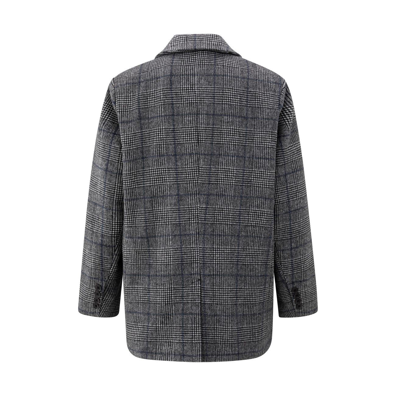 Oversized Checked Blazer with Button Closure