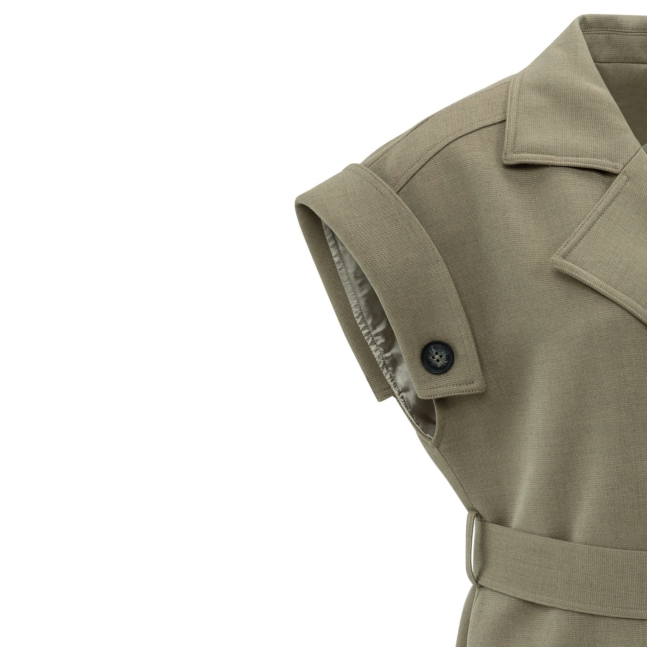 Long Sleeveless Coat with Waist Belt