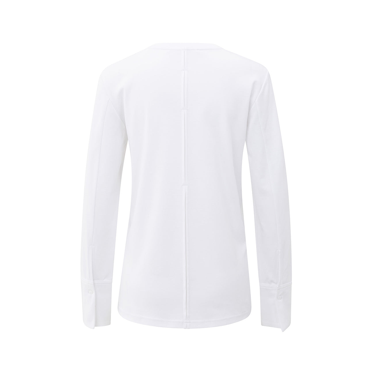 Top with Woven Cuffs and Slit Detail - Pure White