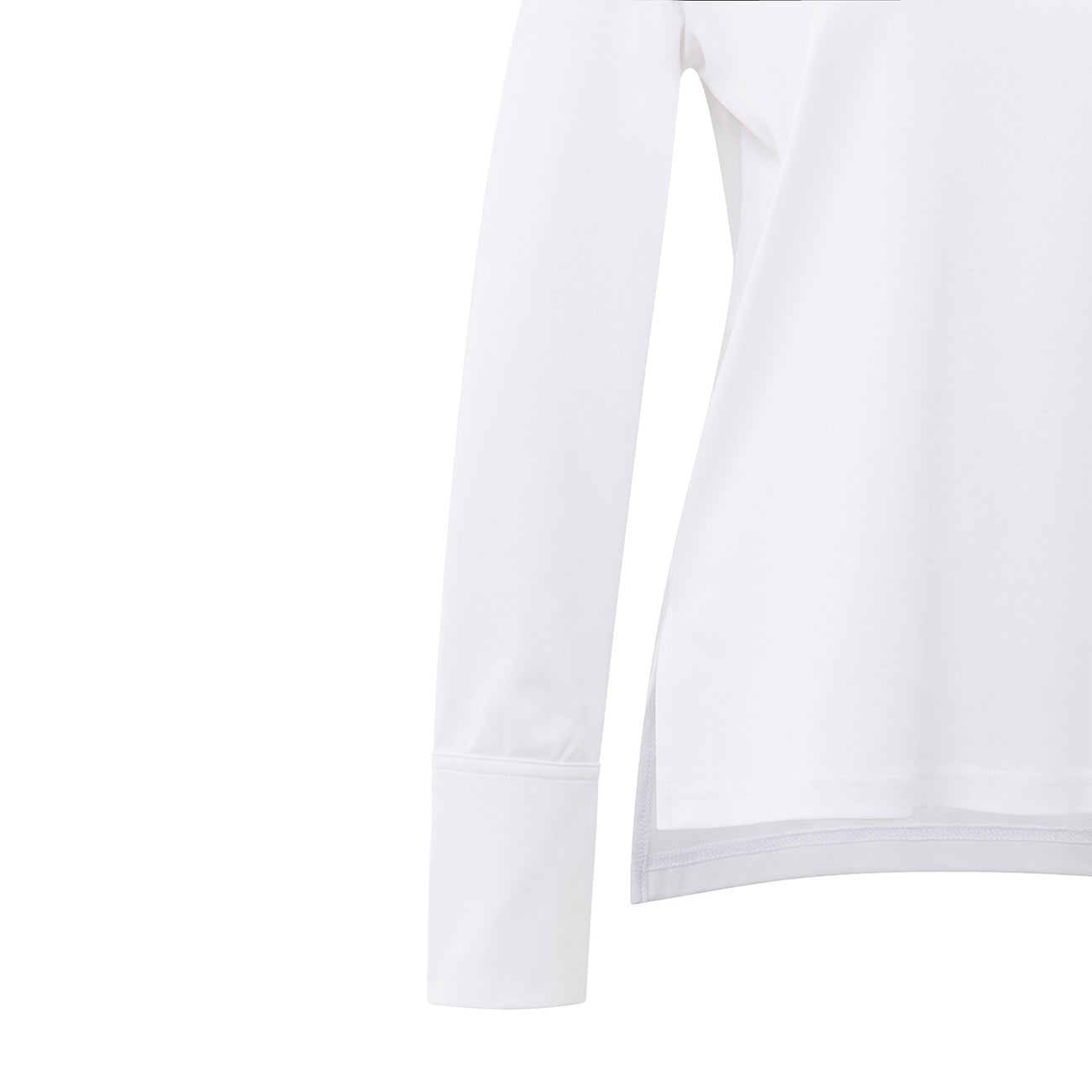 Top with Woven Cuffs and Slit Detail - Pure White