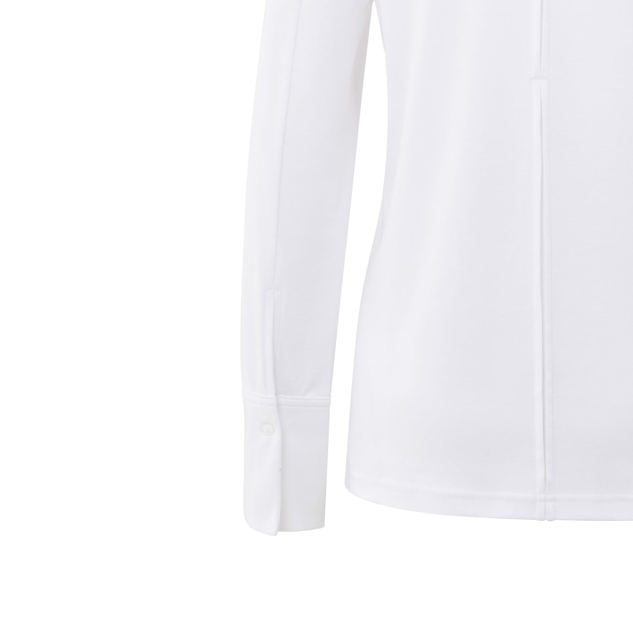 Top with Woven Cuffs and Slit Detail - Pure White