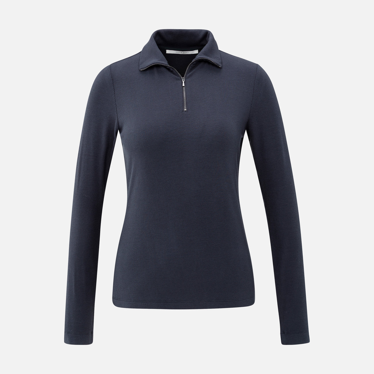 Ribbed Top with Zip Collar
