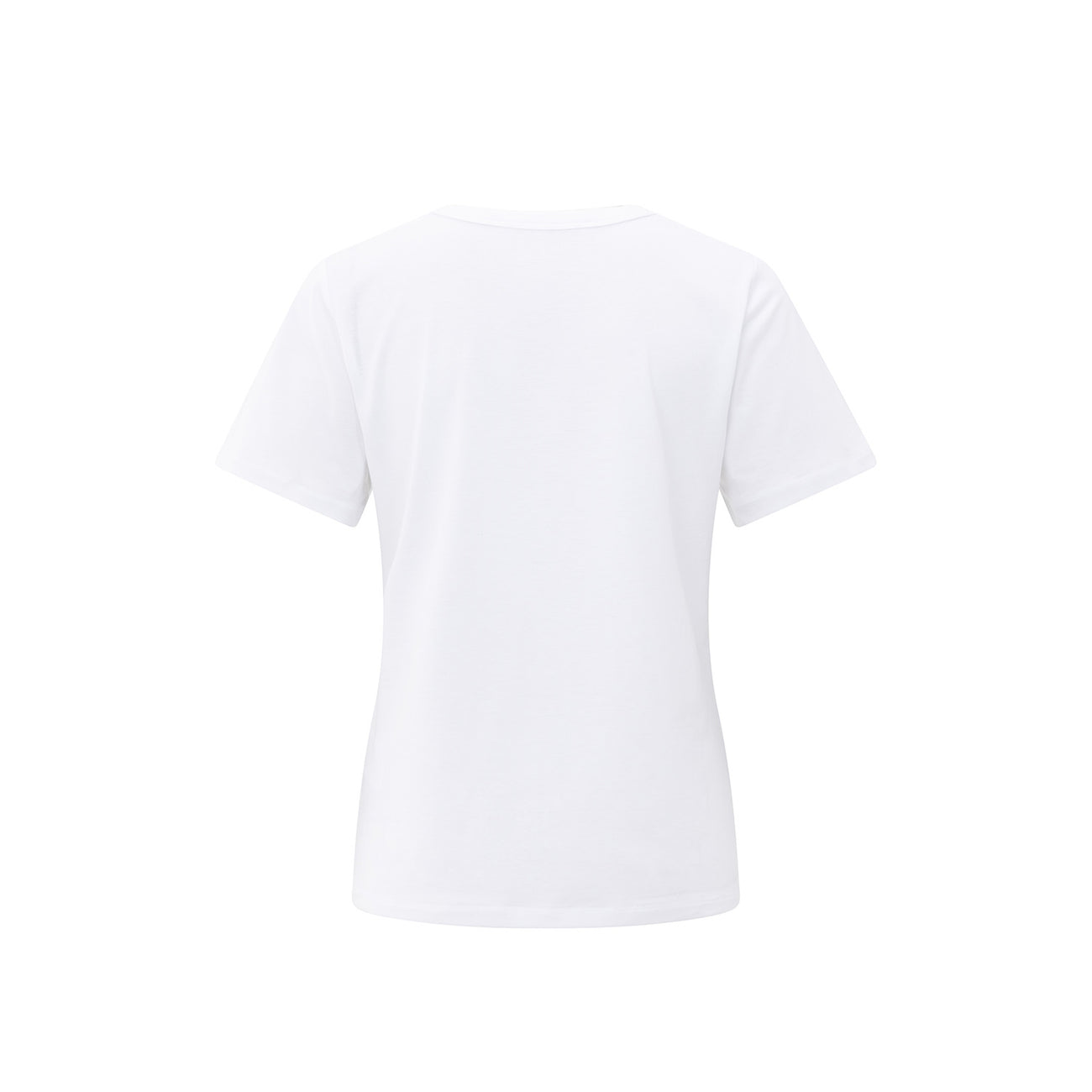 T-shirt with Round Ribbed Neck - Pure White
