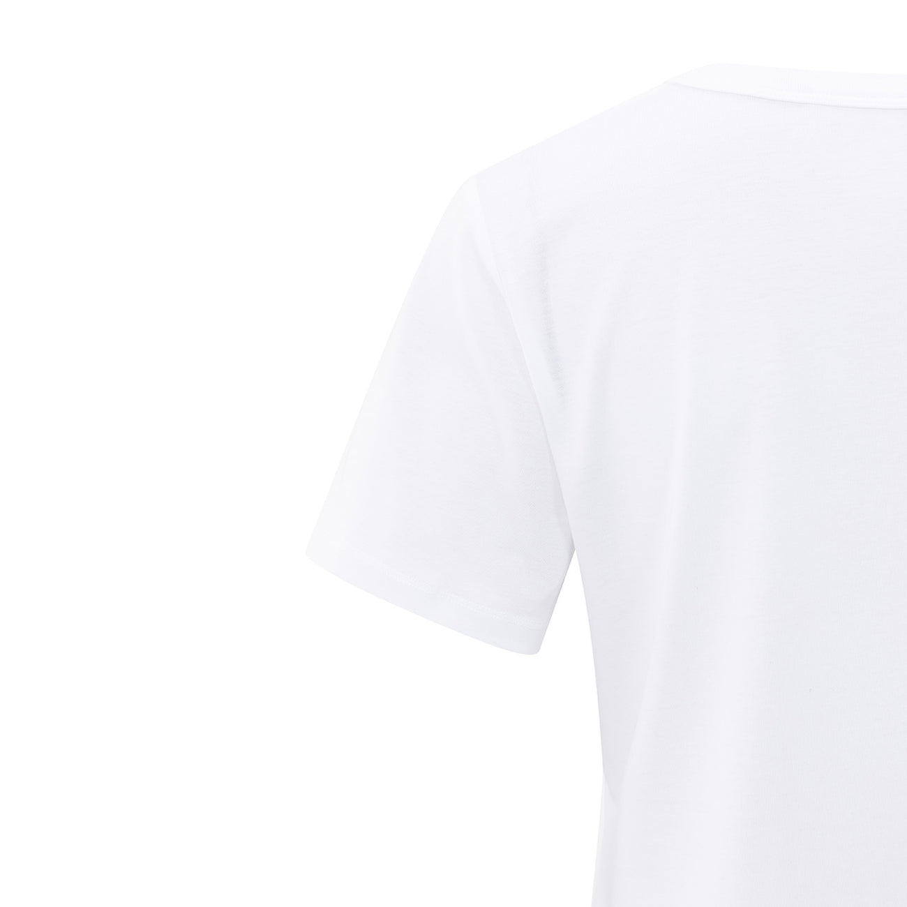 T-shirt with Round Ribbed Neck - Pure White