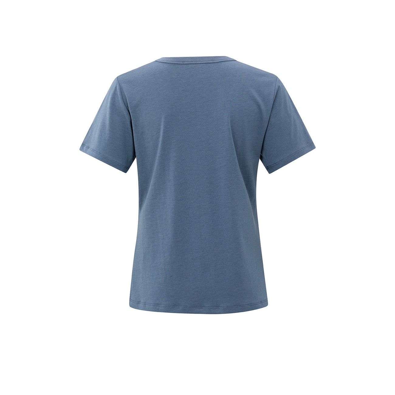 T-shirt with Round Ribbed Neck - China Blue