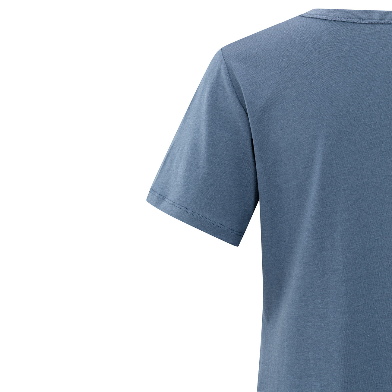 T-shirt with Round Ribbed Neck - China Blue