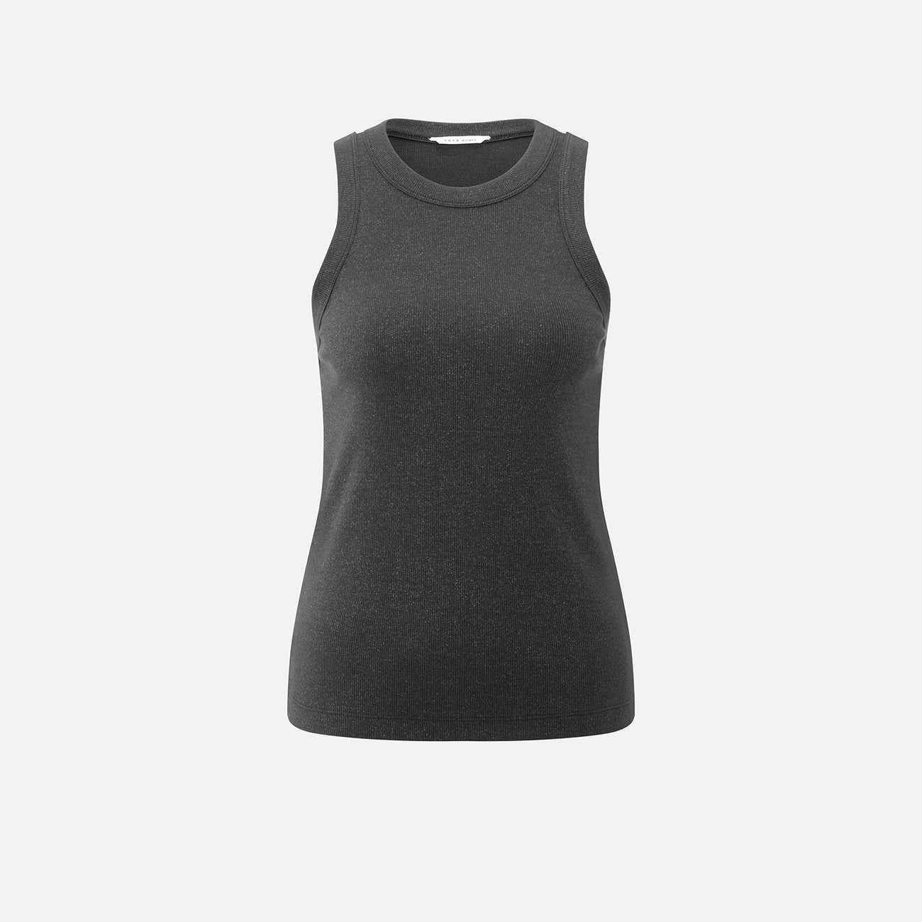 Ribbed Singlet with Subtle Shimmer - Oyster Black