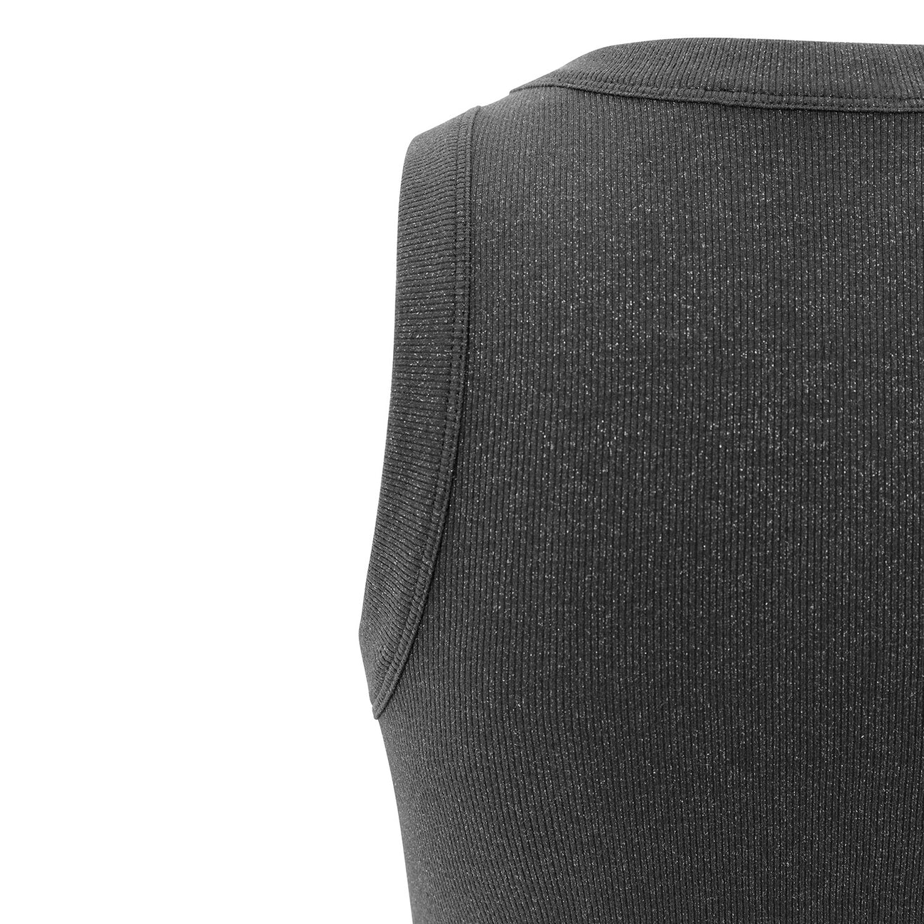 Ribbed Singlet with Subtle Shimmer - Oyster Black