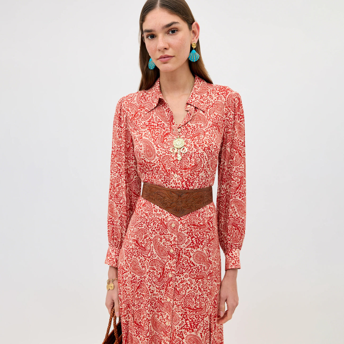Maddison Dress - Woodcut Gremlin Red