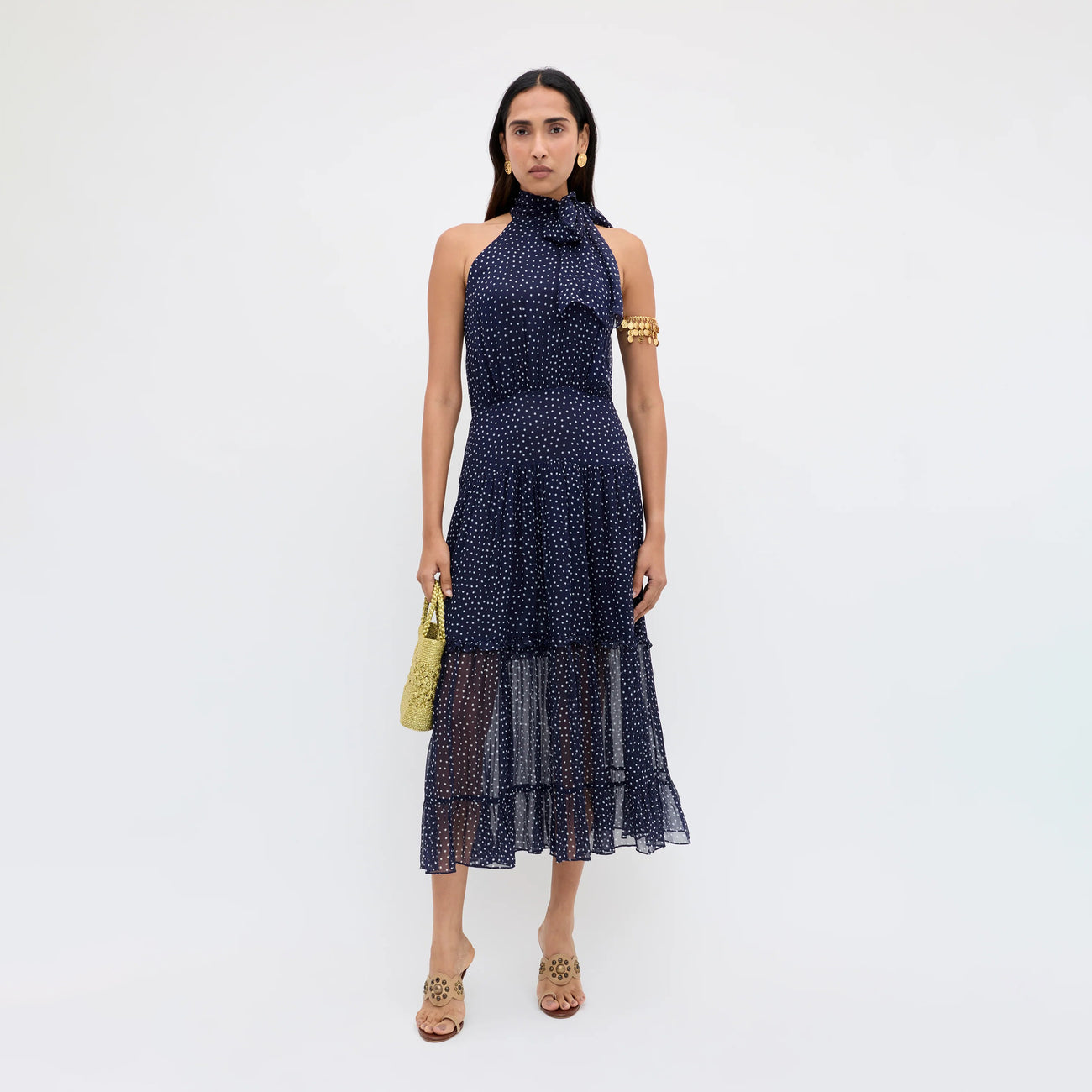 Abi Dress - Mini Polka Dot Navy