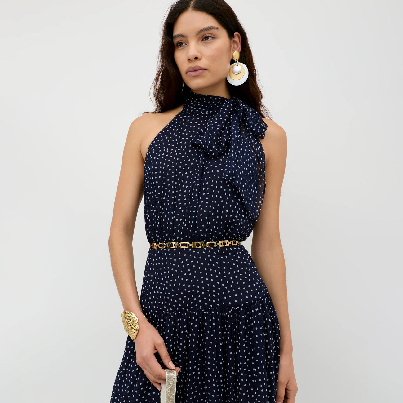 Abi Dress - Mini Polka Dot Navy
