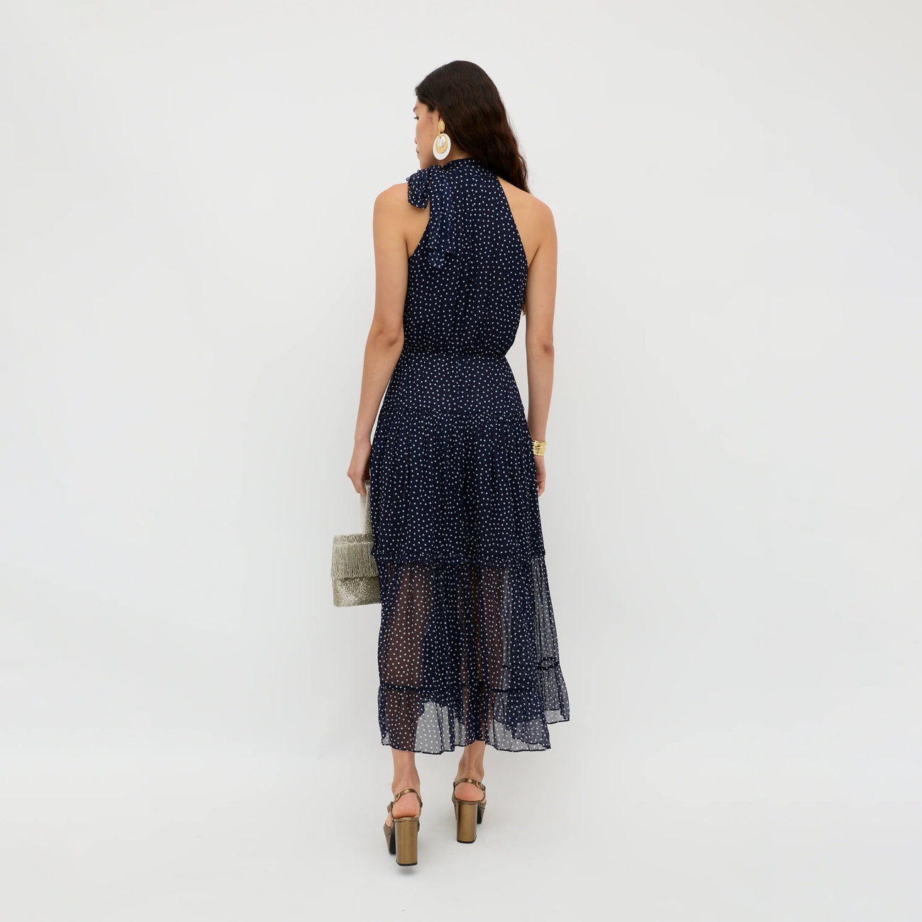 Abi Dress - Mini Polka Dot Navy