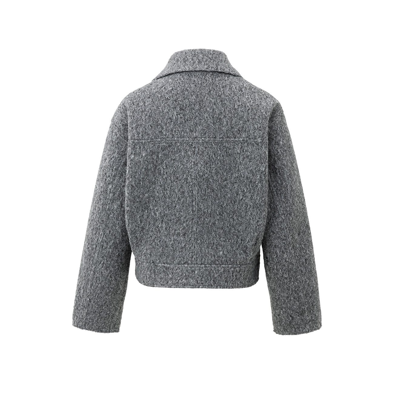 Short Bouclé Jacket with Stand-Up Collar