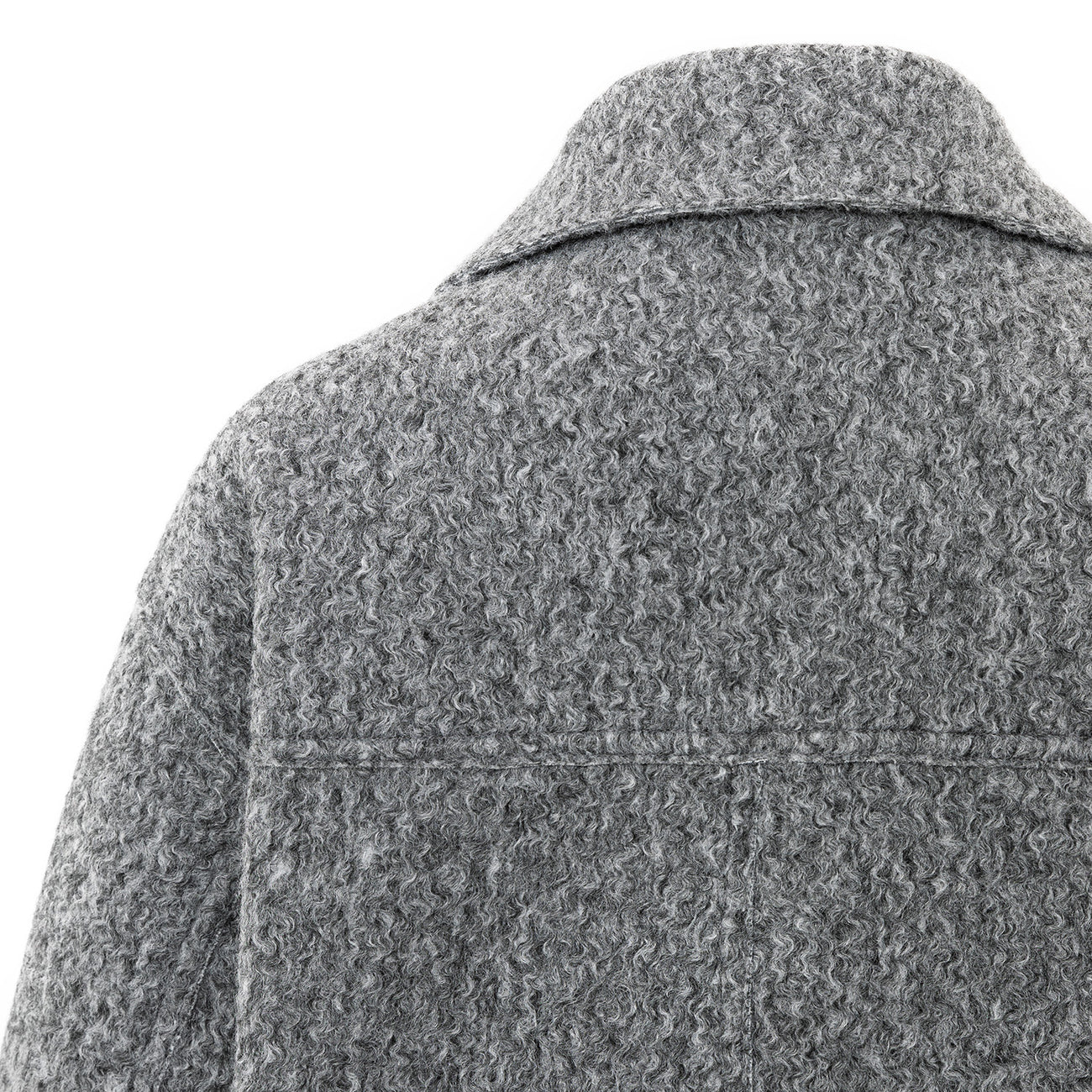 Short Bouclé Jacket with Stand-Up Collar