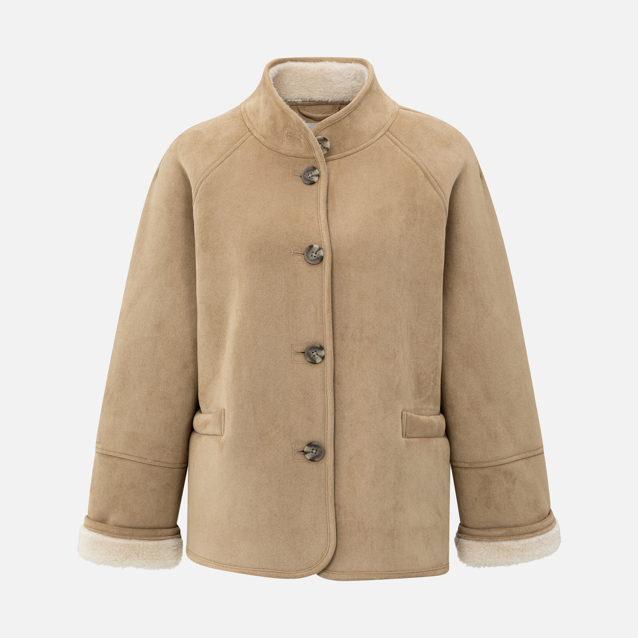 Oversized Lammy Coat with Raglan Sleeves