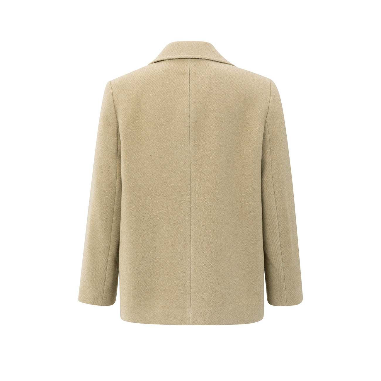 Woven Short Coat with Double-Breasted Closure