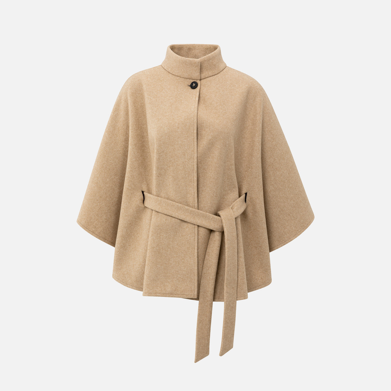 Soft Woven Poncho with Collar and Belt
