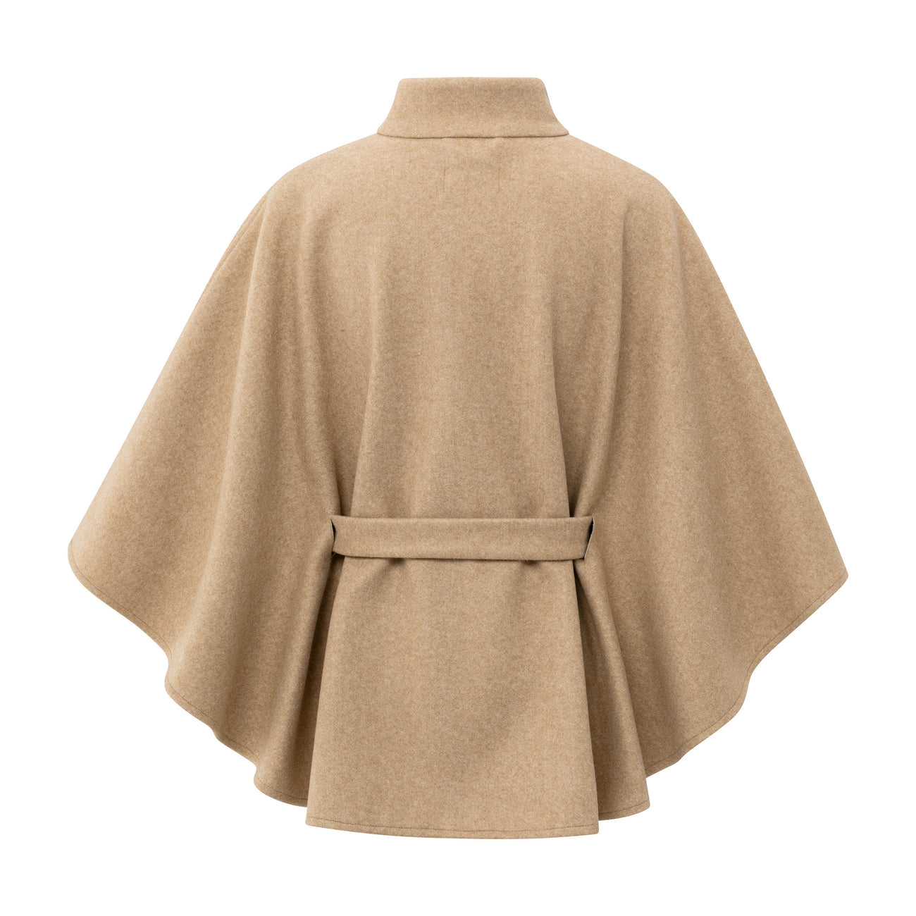 Soft Woven Poncho with Collar and Belt