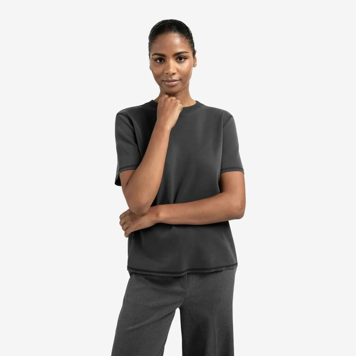 Short Sleeve Sweatshirt - Oyster Black