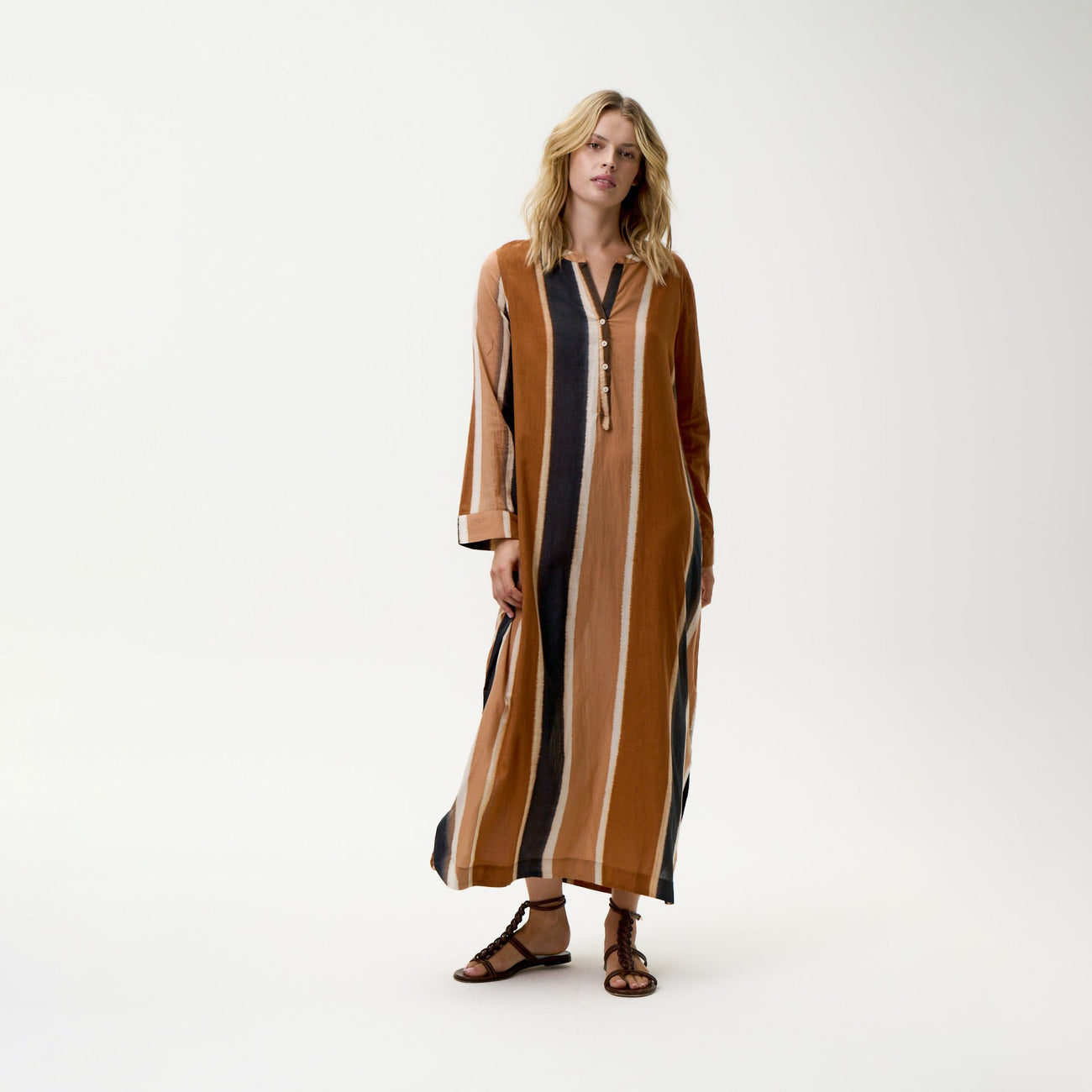 Bazaar Stripe Dress - Cigar