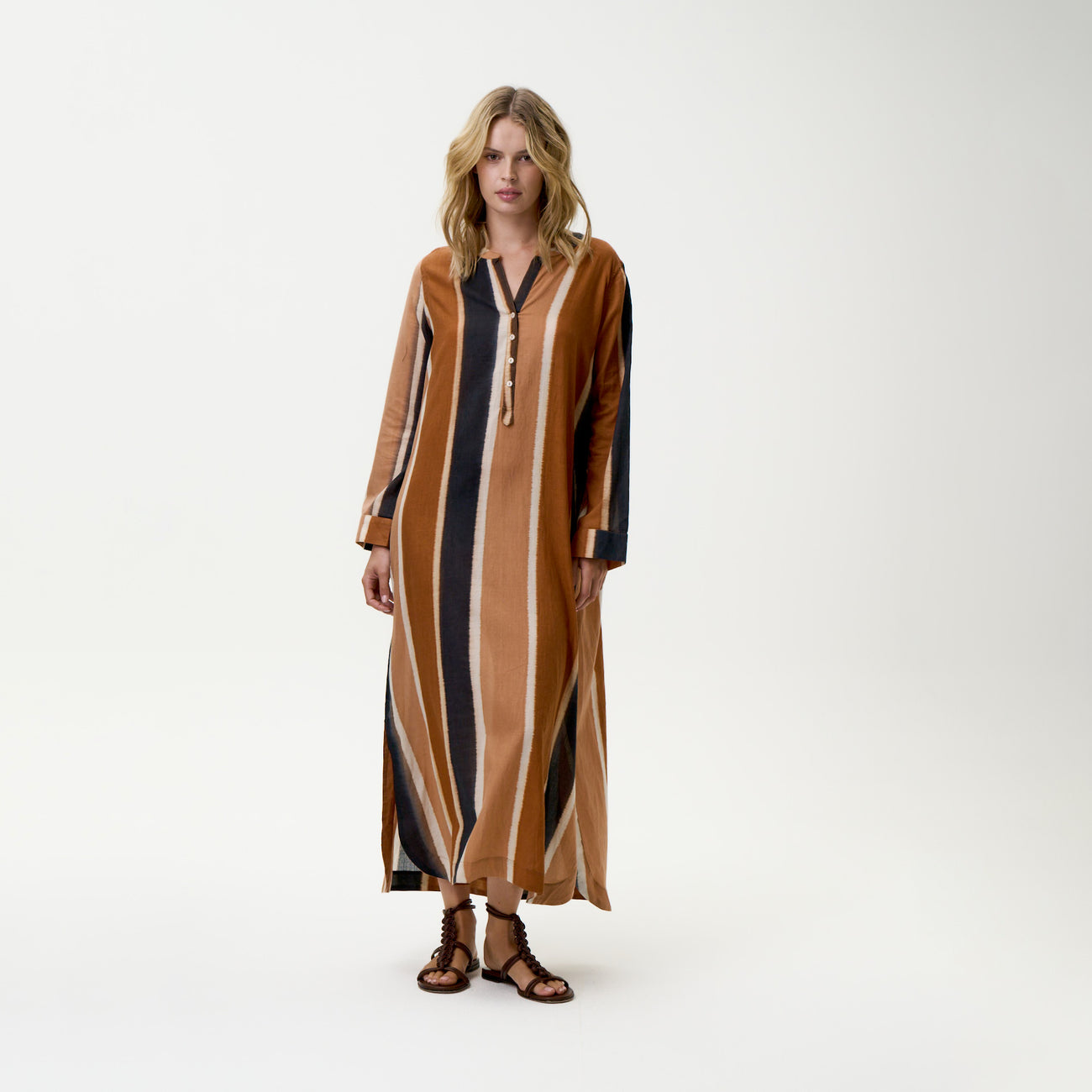 Bazaar Stripe Dress - Cigar