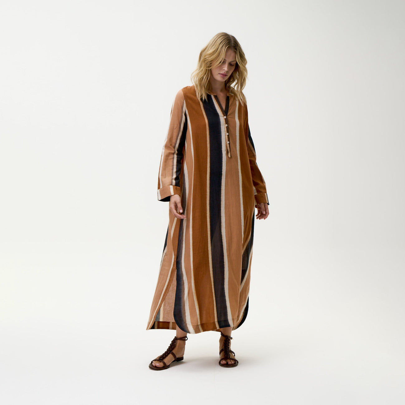 Bazaar Stripe Dress - Cigar