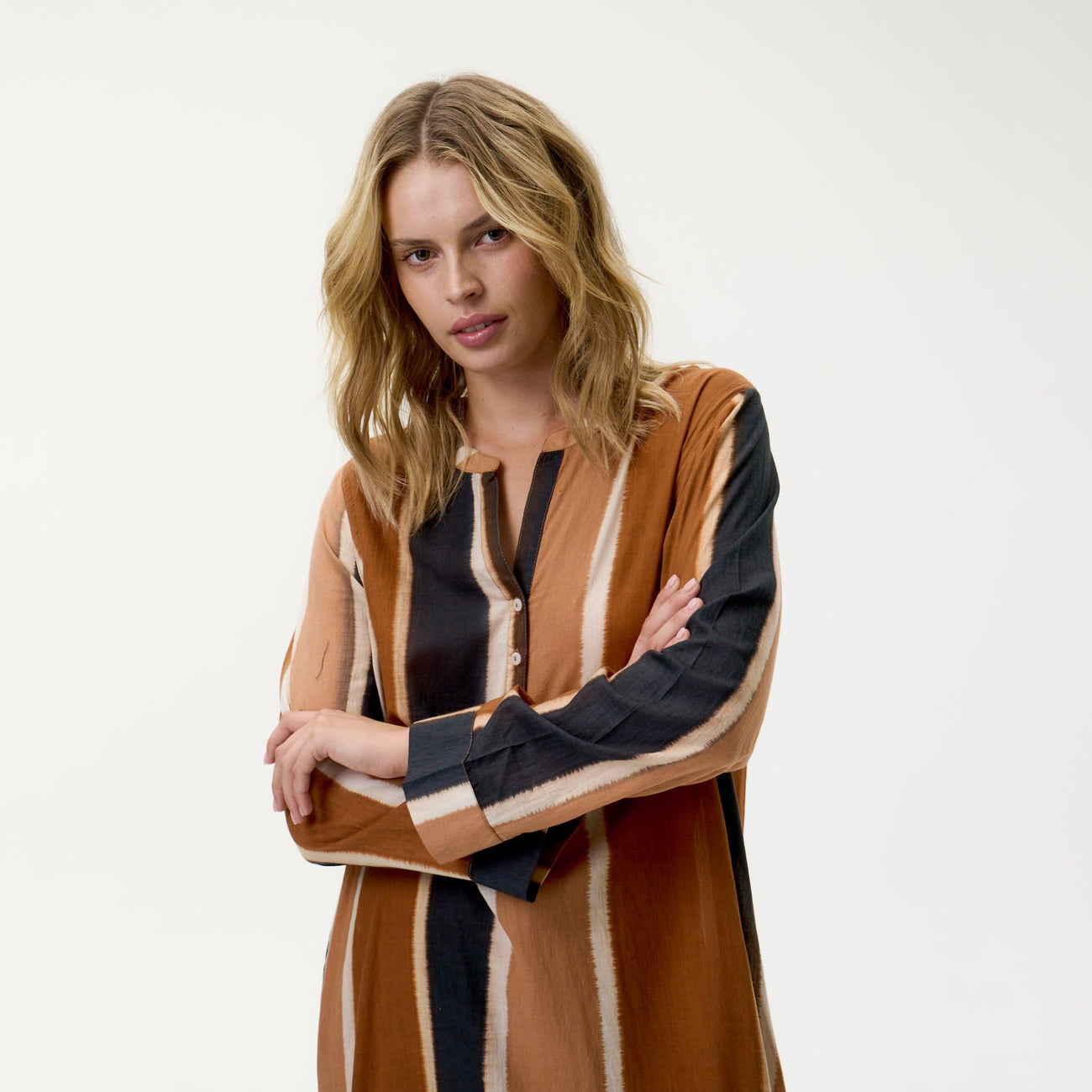 Bazaar Stripe Dress - Cigar