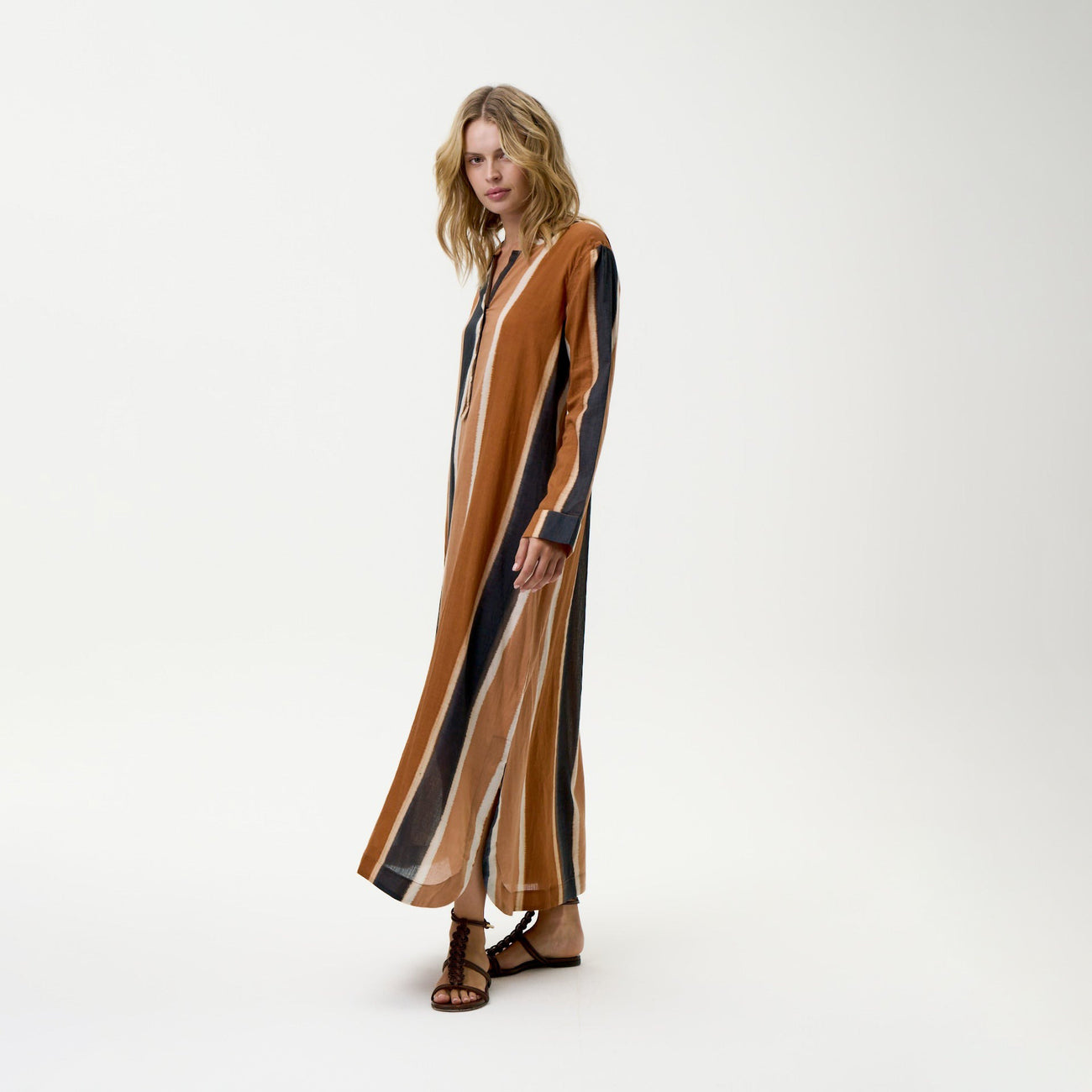 Bazaar Stripe Dress - Cigar