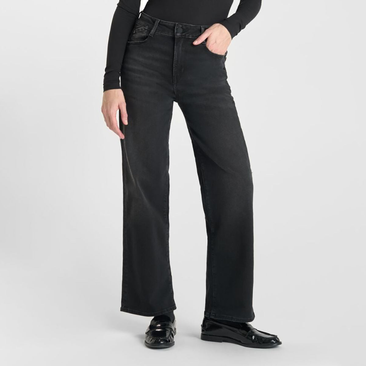 Charcoal Pulp Wide Leg Jeans
