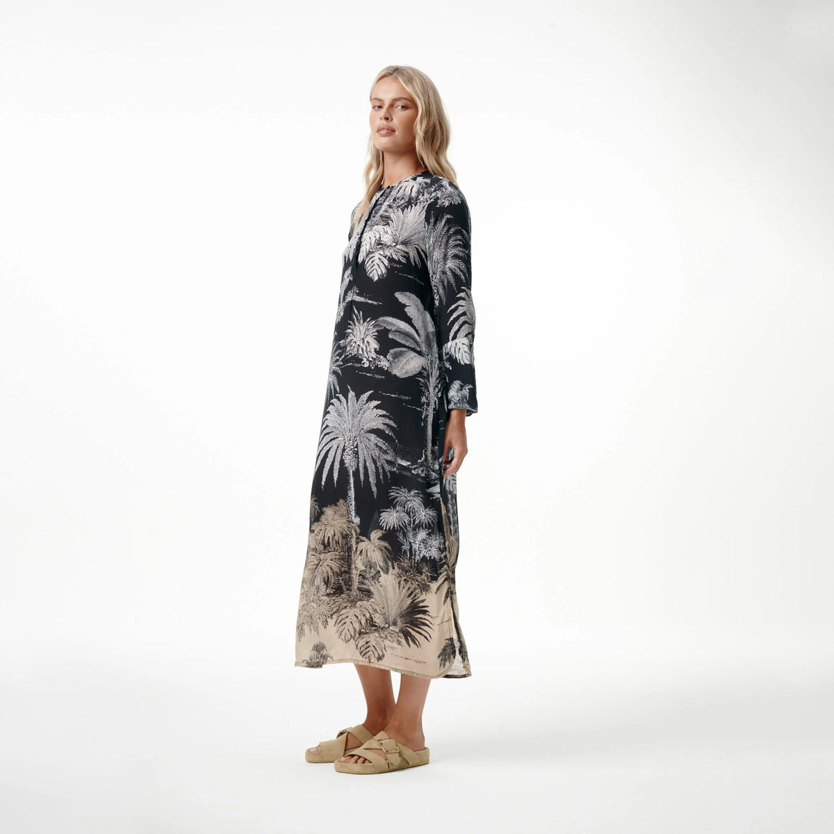 ~ Long Genie Dress - Midnight Palm