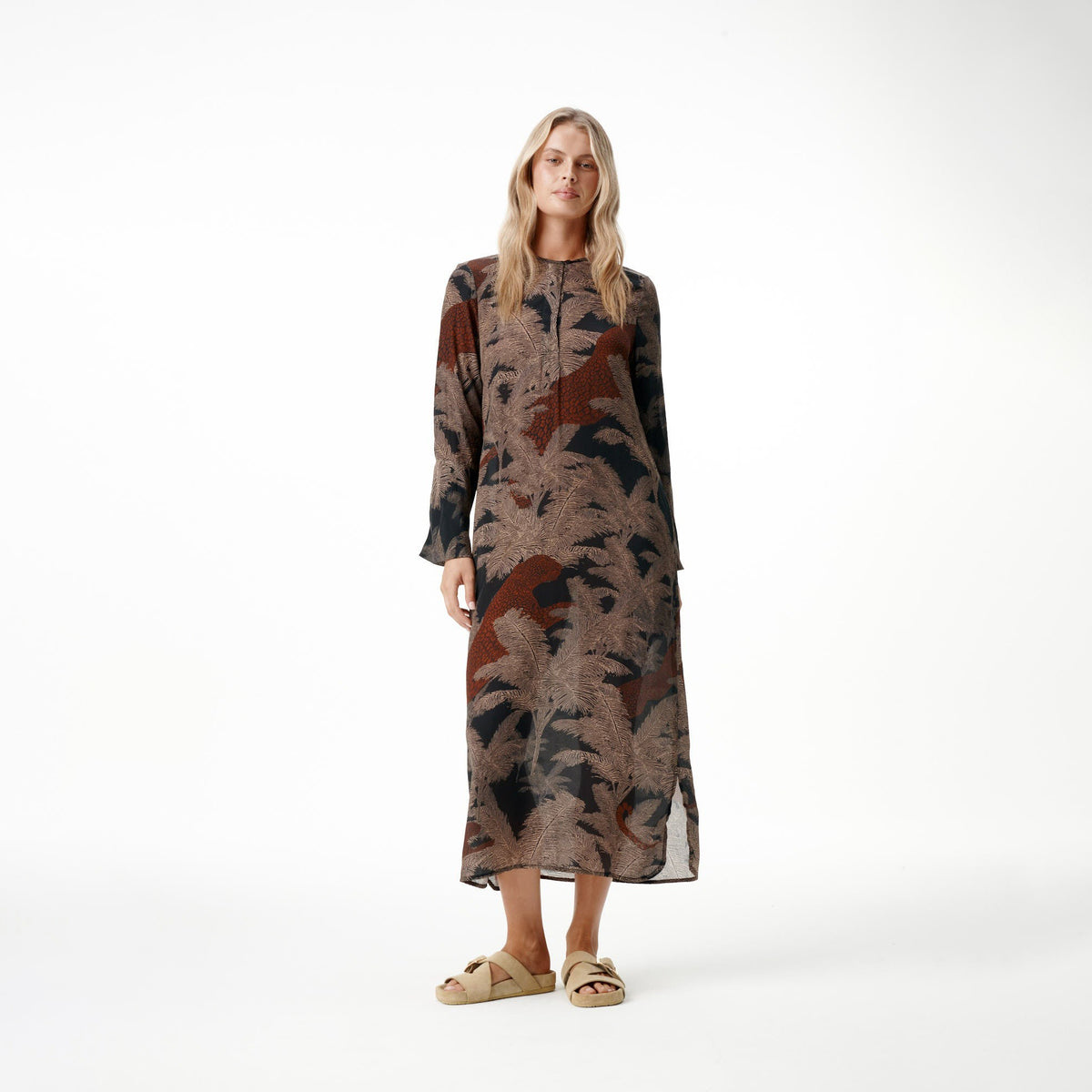 Long Genie Dress - Palm Safari