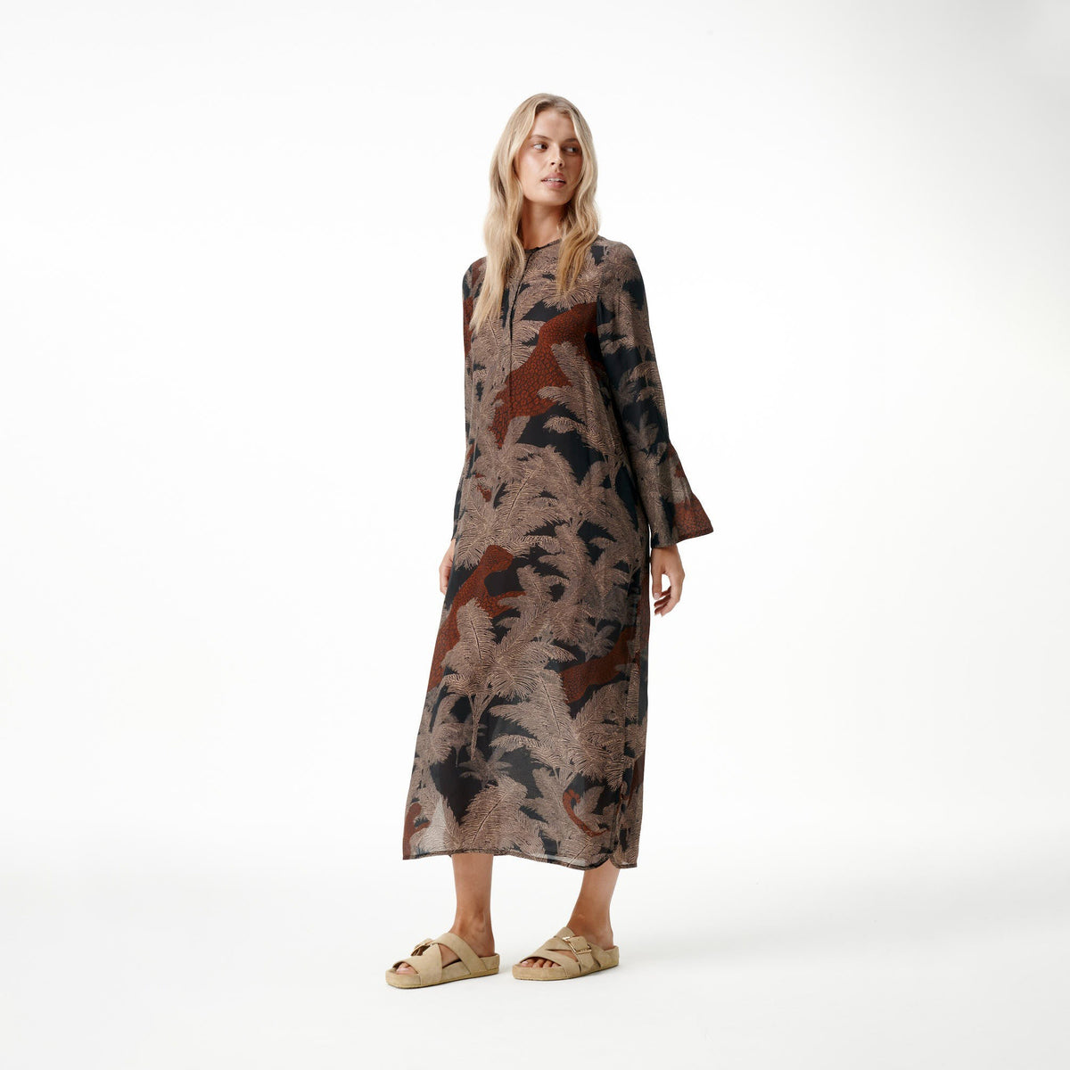Long Genie Dress - Palm Safari