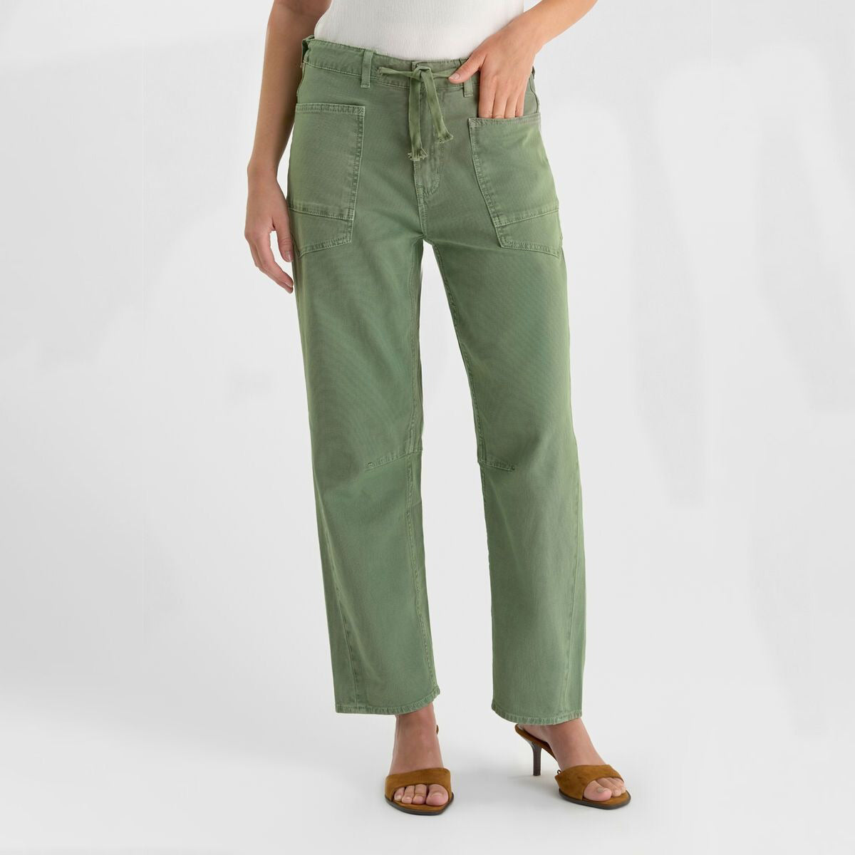 Madie Balloon Jeans - Hedge Green