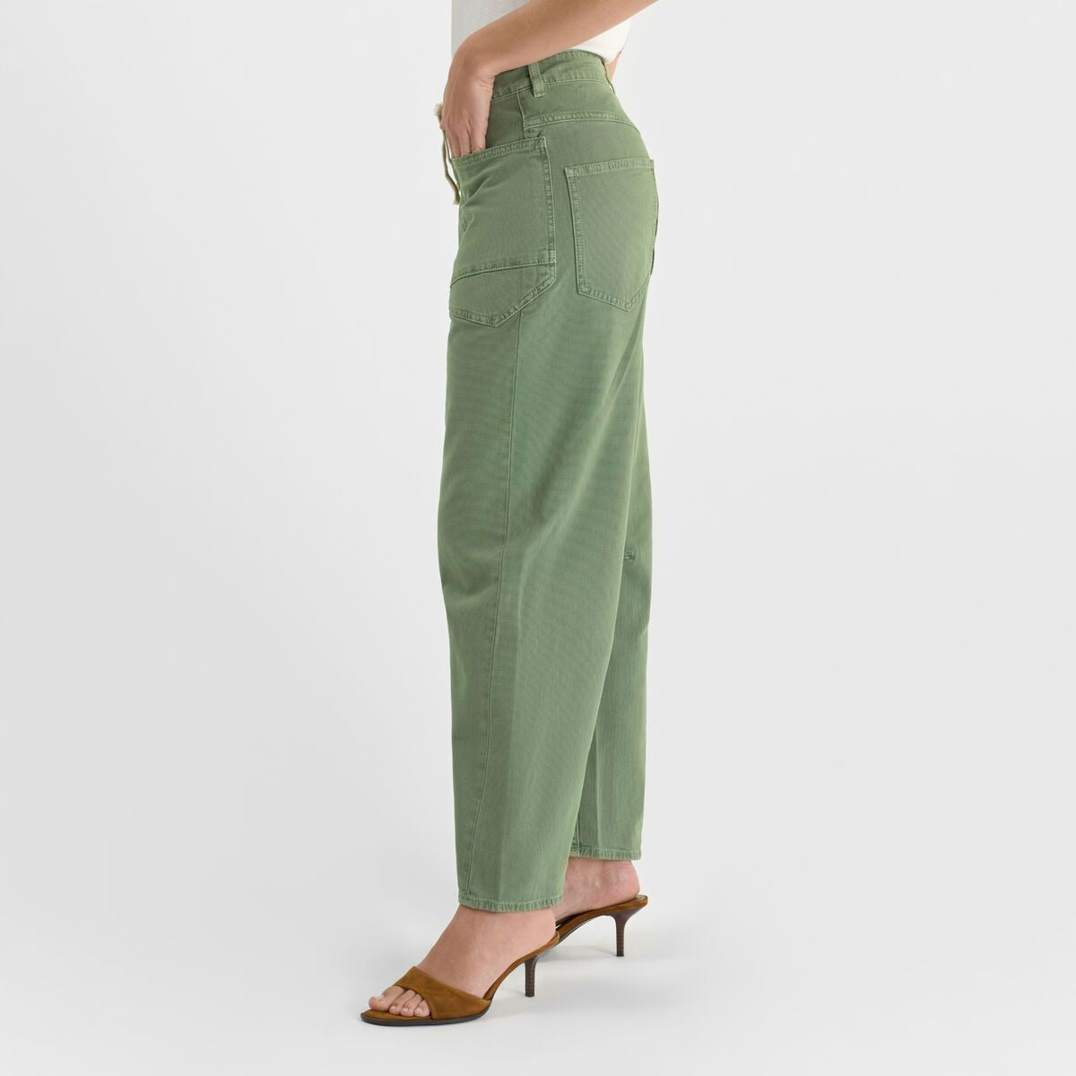 Madie Balloon Jeans - Hedge Green