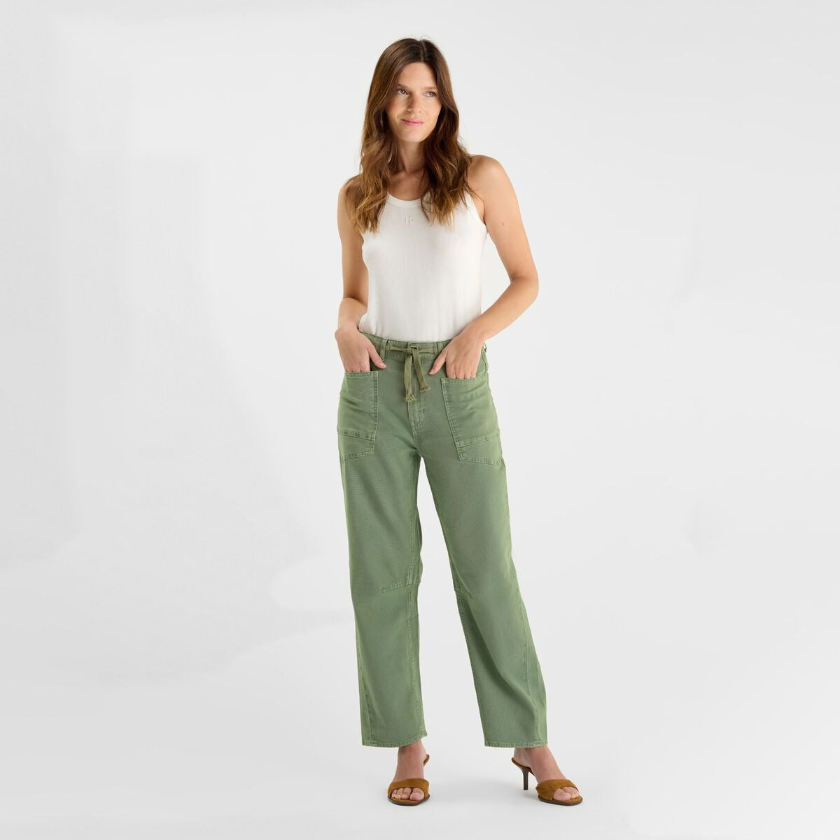 Madie Balloon Jeans - Hedge Green