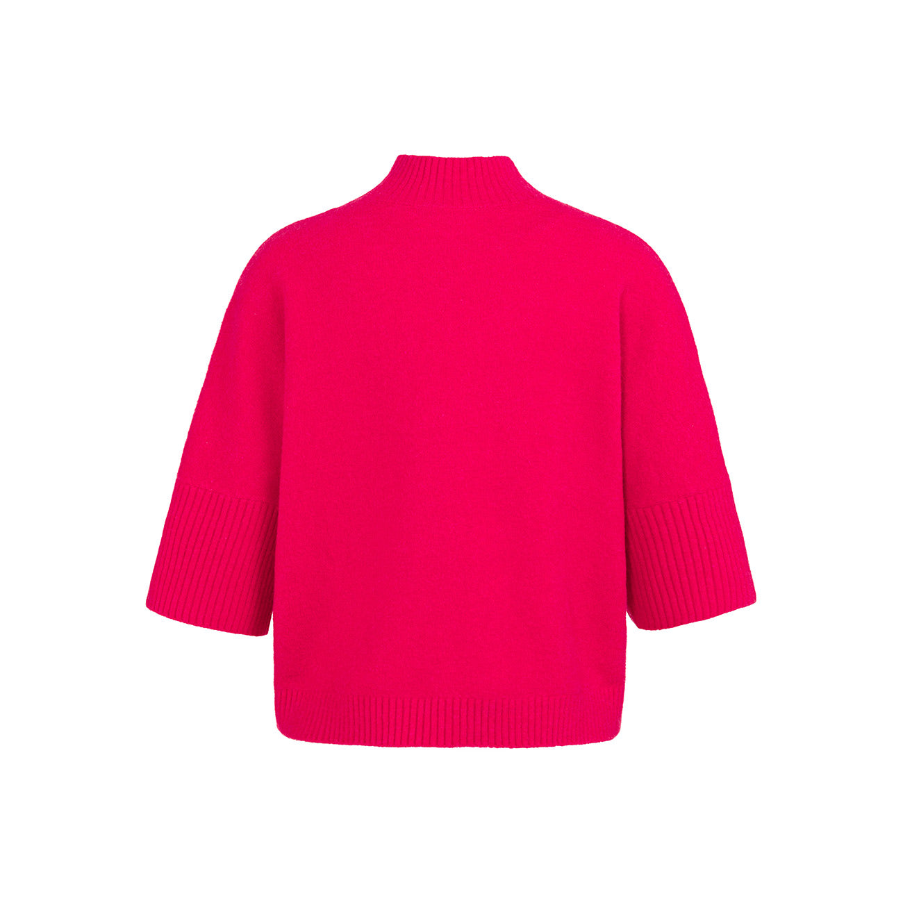 Sweater with Ribbed 3/4 Sleeves - Rose Red Melange