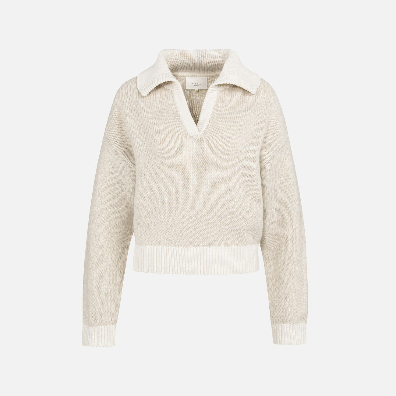 Knitted Sweater with Contrast Collar & Trims