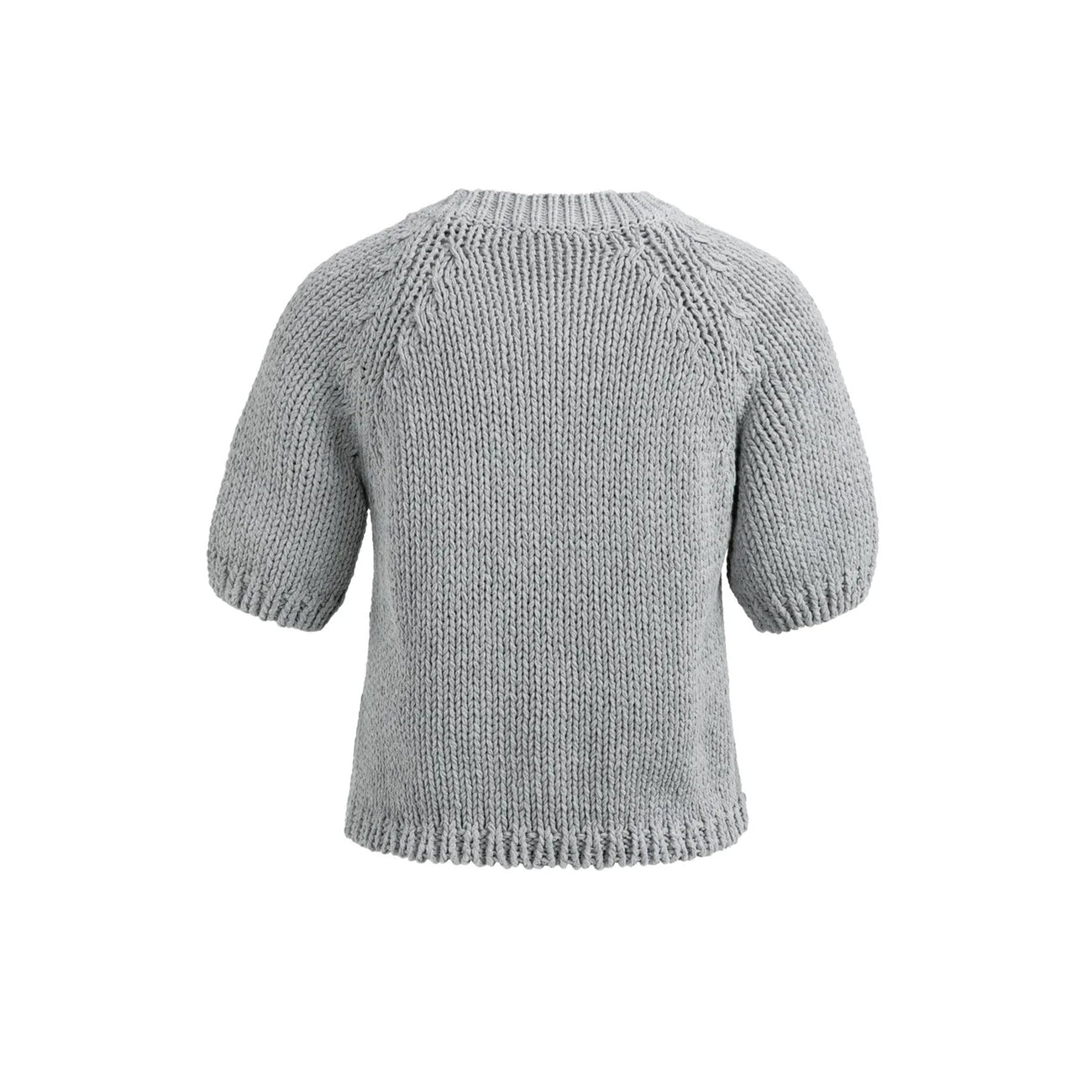 Cropped Chunky Knit Sweater - Iron Grey
