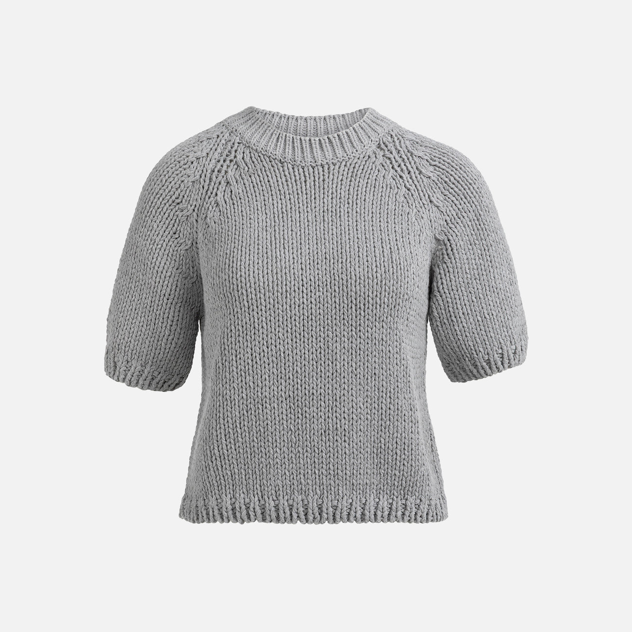 Cropped Chunky Knit Sweater - Iron Grey