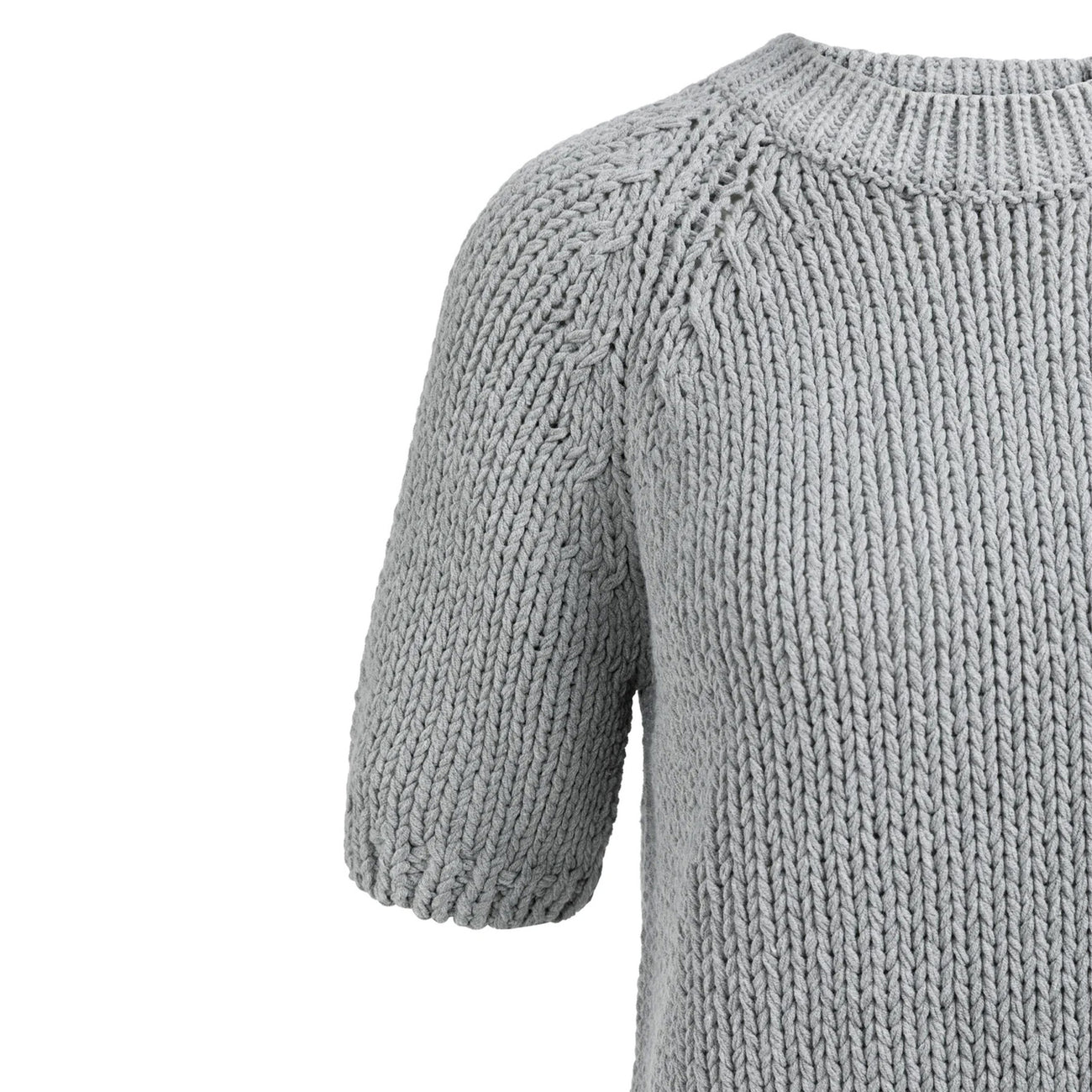 Cropped Chunky Knit Sweater - Iron Grey