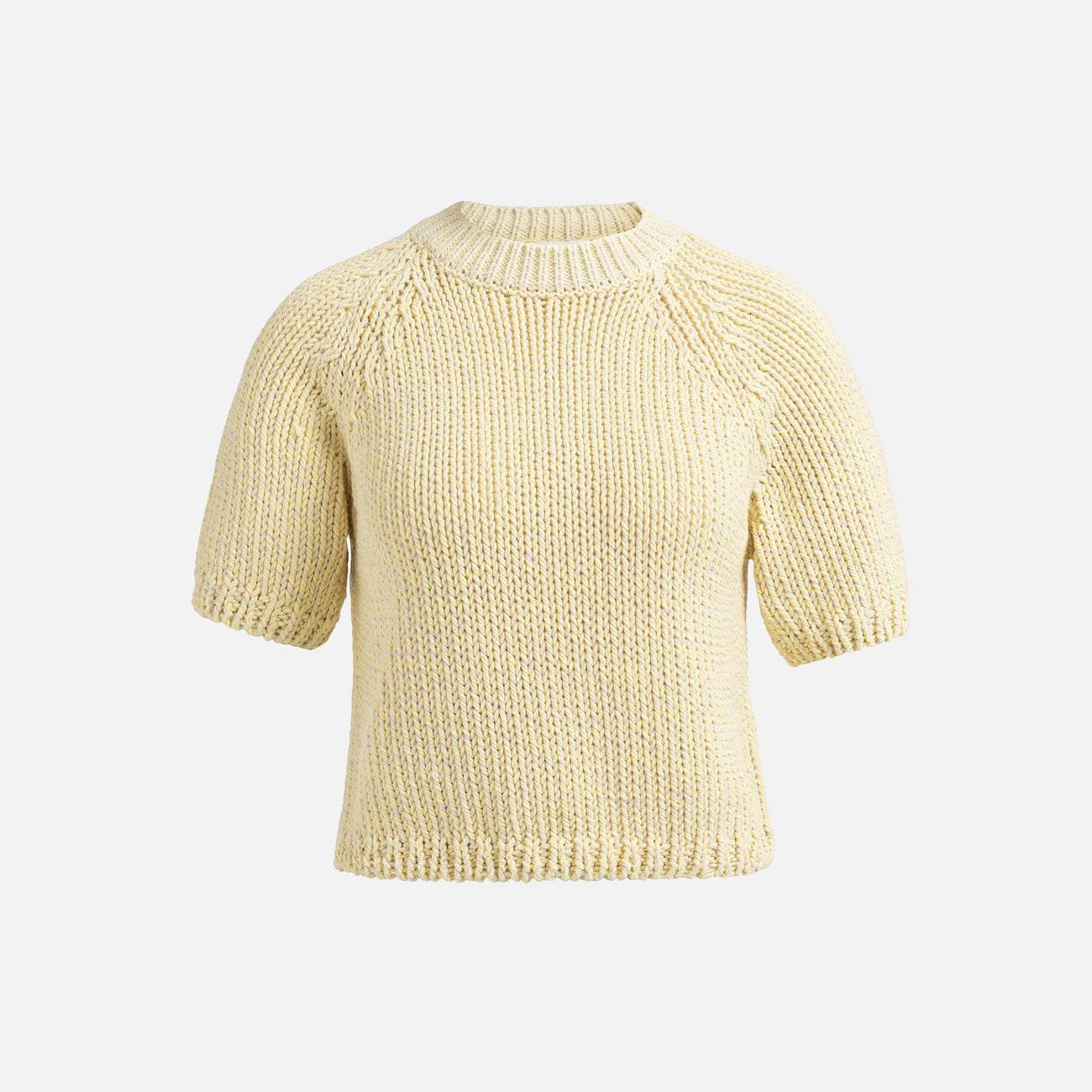 Cropped Chunky Knit Sweater - Reed Yellow