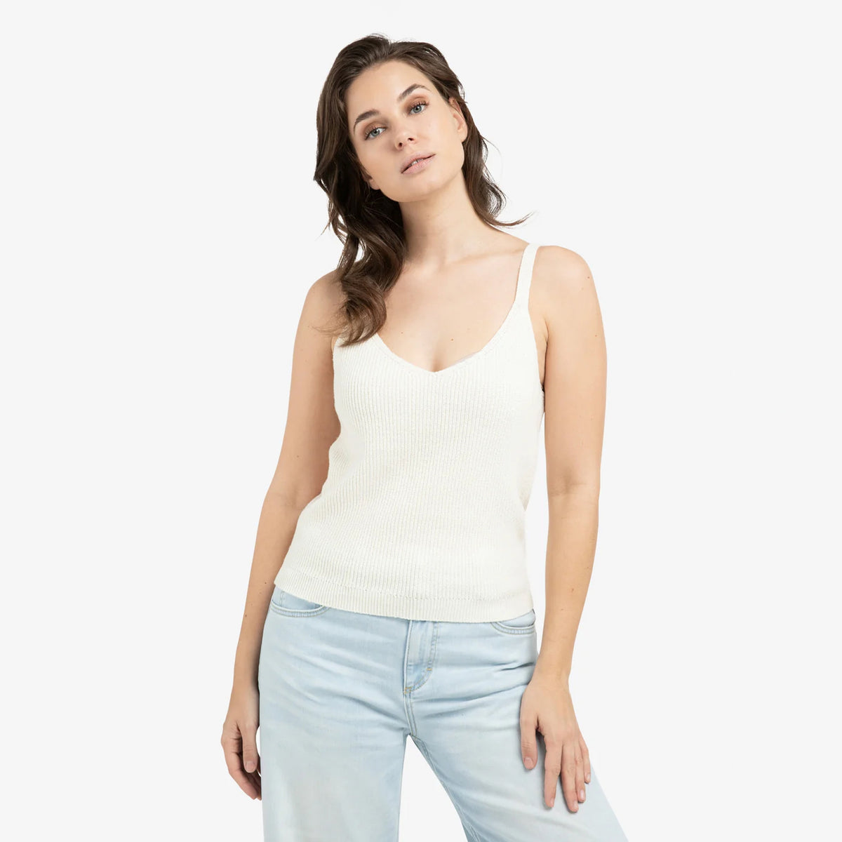 Knitted Tank Top with Rib Texture