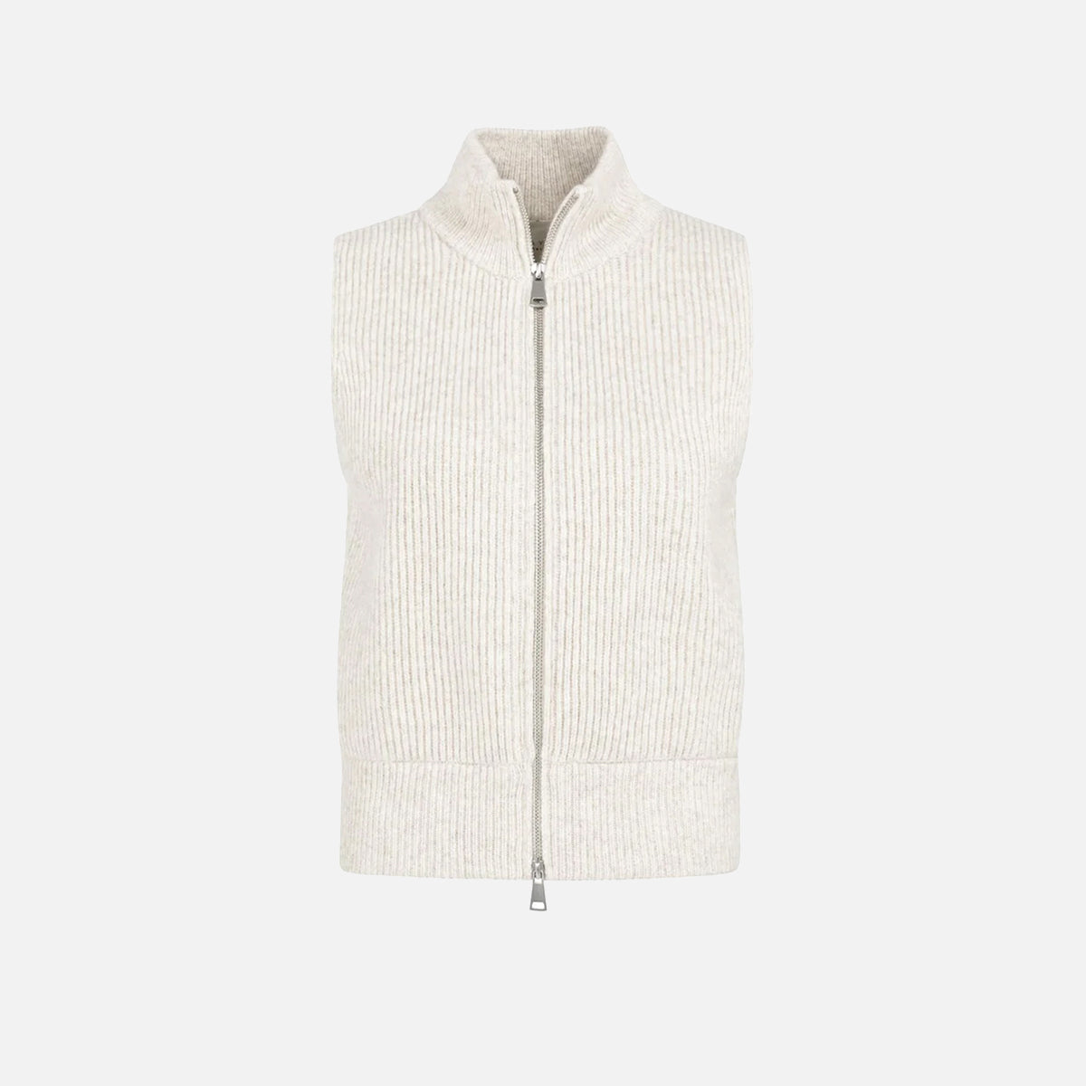 Knitted Sleeveless Cardigan With Zipper